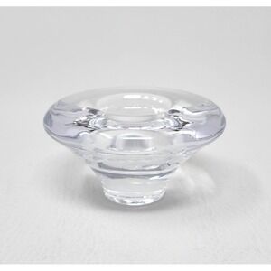 Simon Pearce Signed Round Clear Glass Tapered Tea Light Votive Candle Holder